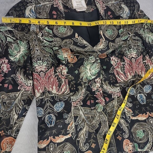 Mary Bays (Victoria Royal) Vintage Beaded Floral Print Silk Blazer, Size 4 - Picture 8 of 12